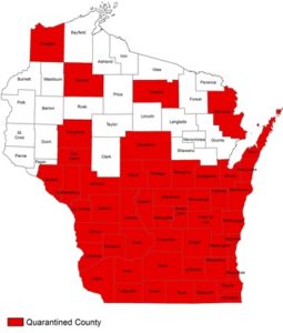 Quarantined counties in Wisconsin