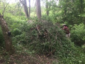 Doug and the pile of brush we had to remove